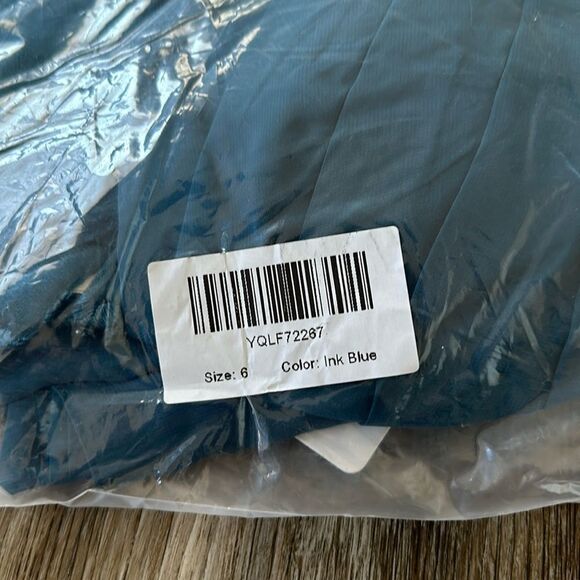 JJ's House Chiffon Ruffle Gown Wedding & Special Occasion Ink Blue Women Size 6 - Picture 5 of 5